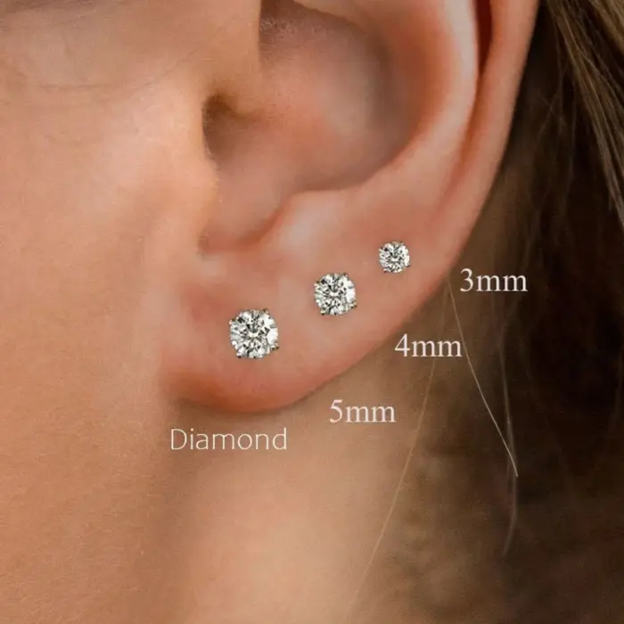 Avarta Jewellery Sterling Silver 25 Cents Each Solitaire Stud Earrings With White Gold Plating - Image 2