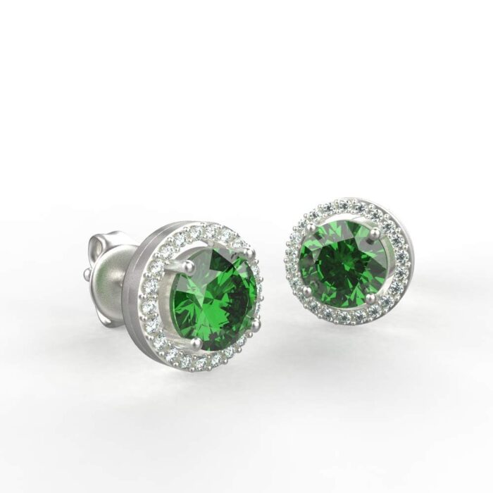 Avarta Sterling Silver Ebullient Studs With Faux Emerald & Cubic Zirconia For Women & Girls - Image 2