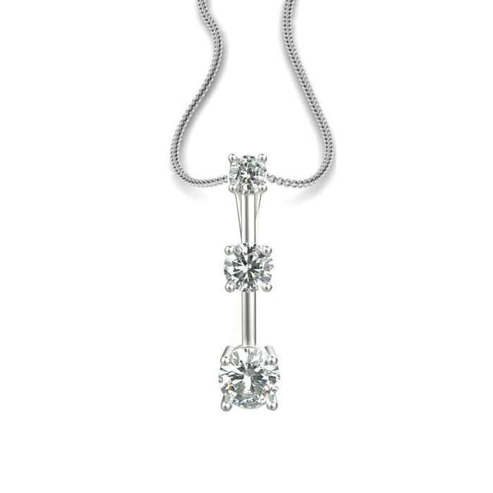 Avarta Sterling Silver Solitaire American Diamond Trilogy Pendant With Chain - Image 4