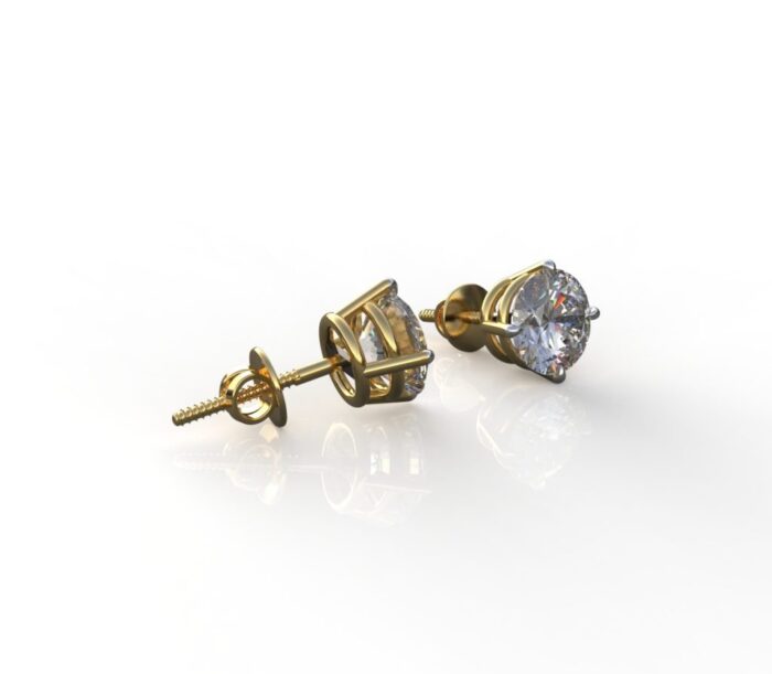 Avarta Jewellery 18k Gold 1 Carat Solitaire Studs Earrings For Girls & Women - Image 4
