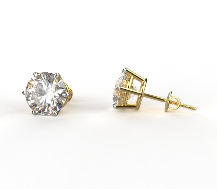 Avarta 18k Gold 1.80 Carat Each Moissanite Solitaire Studs Earring For Girls & Women