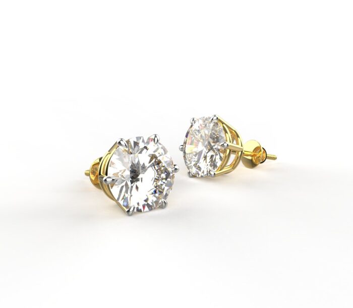 Avarta Jewellery Gold 3 Carat Lab Diamond Solitaire Studs Earrings