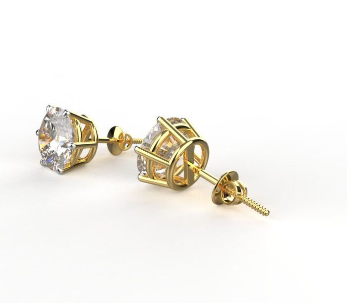 Avarta Jewellery Gold 3 Carat Lab Diamond Solitaire Studs Earrings - Image 3