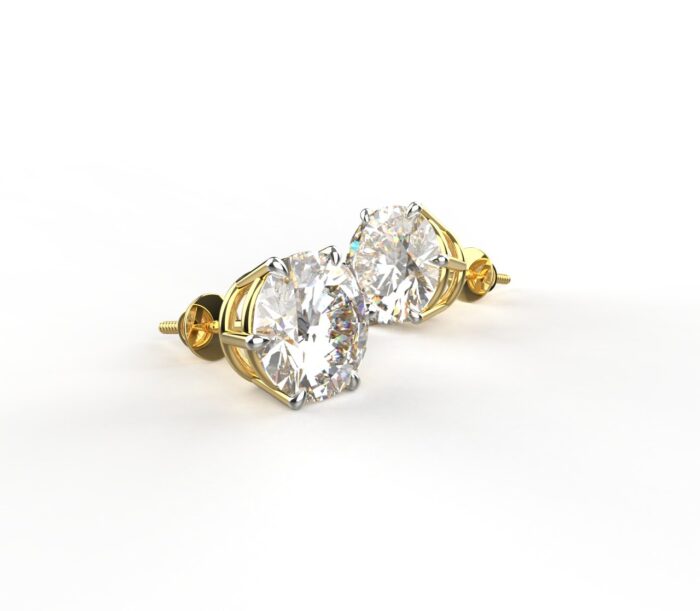 Avarta Jewellery Gold 3 Carat Lab Diamond Solitaire Studs Earrings - Image 2