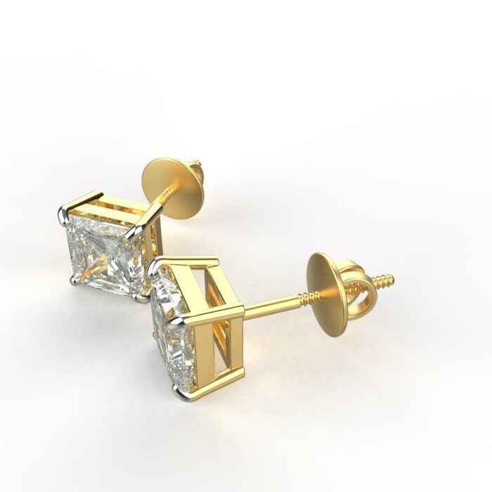 Avarta Jewellery Sterling Silver 2 Carat Each Princess Cut Unisex Solitaire Stud Earrings - Image 3