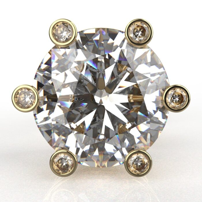 Avarta Sterling Silver 2 Carat Each Solitaire Designer Stud Earrings With Gold Polish for Girls & Women - Image 5