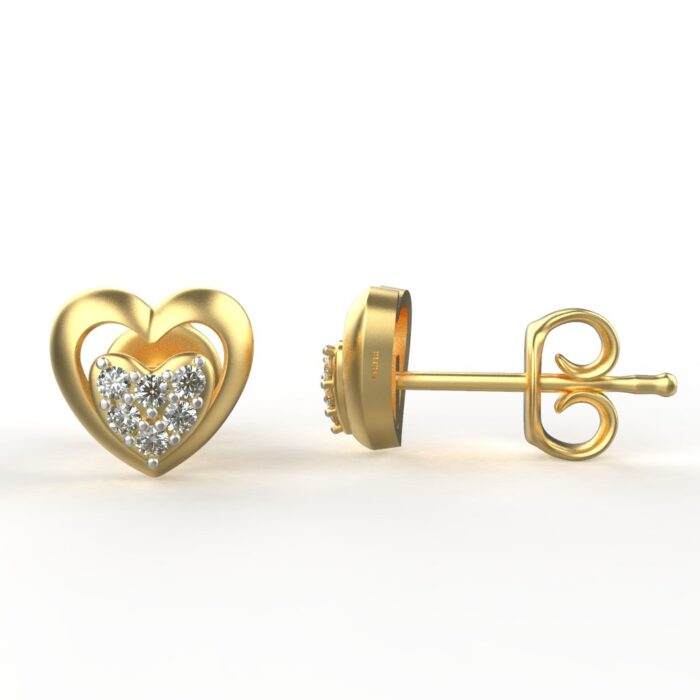 Avarta Jewellery 18K Gold Heart Earring With Certified Diamonds - Image 3