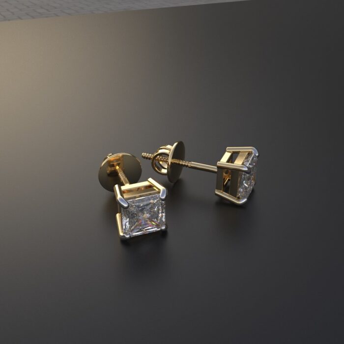 Avarta Jewellery Sterling Silver 0.30 Carat Each Princess Cut Unisex Solitaire Stud Earrings - Image 4