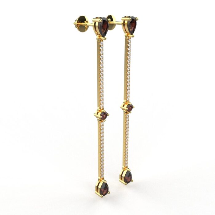 Avarta Enchanting 18K Gold Ruby Diamond Long Earrings - Image 4
