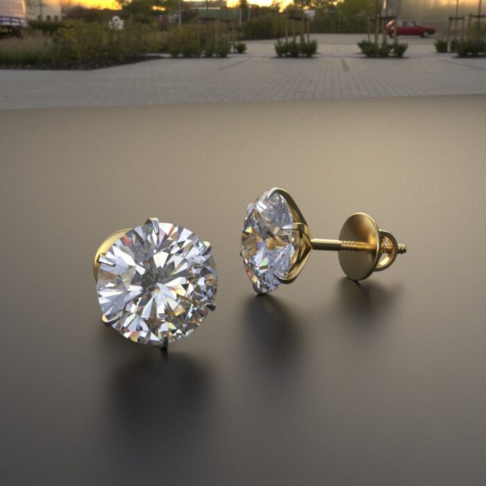 Avarta Jewellery 14k Gold 3 Carat Moissanite Stud Earrings - Image 3