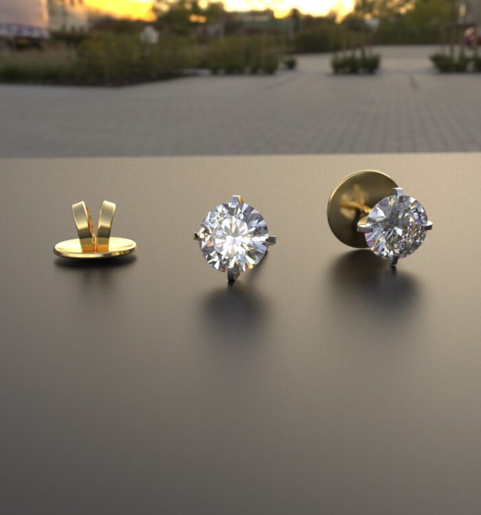 Avarta 18k Gold 10 Cents Solitaire Stud Earrings - Image 5