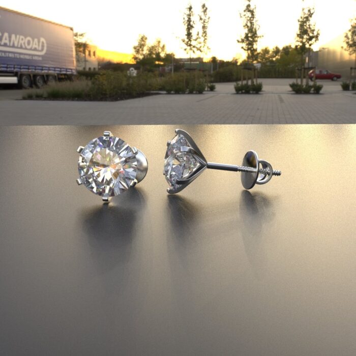 Avarta Jewellery Sterling Silver 1.50 Carat Solitaire Stud Earrings With White Gold Polish - Image 3