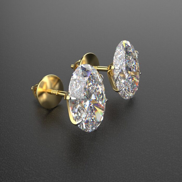 Avarta Jewellery 14k Gold 2 Carat Oval Moissanite Stud Earrings - Image 2