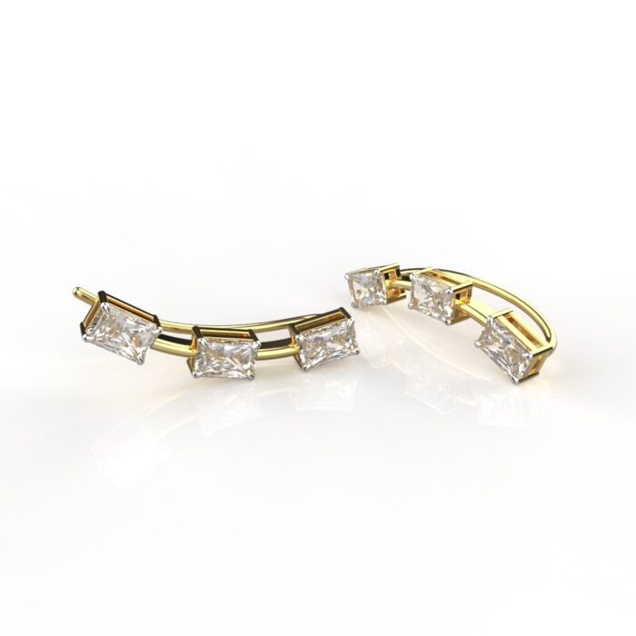 Avarta Jewellery Sterling Silver Cuff Earrings With Baguette Stones - Image 3