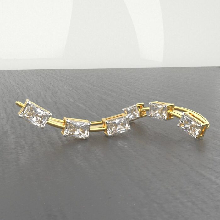 Avarta Jewellery Sterling Silver Cuff Earrings With Baguette Stones - Image 4