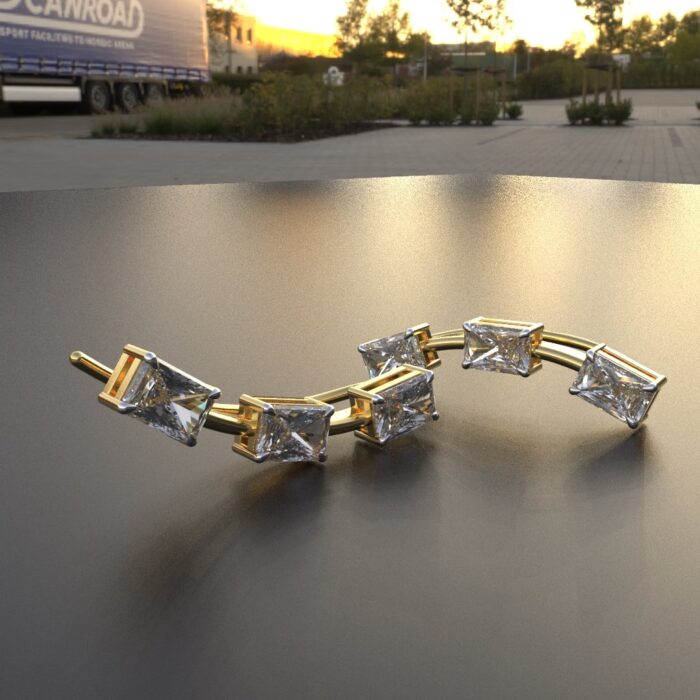 Avarta Jewellery Sterling Silver Cuff Earrings With Baguette Stones - Image 5