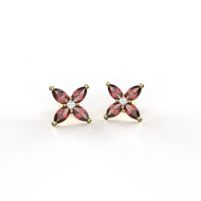 18k Gold Ruby Moissanite Stud Earrings