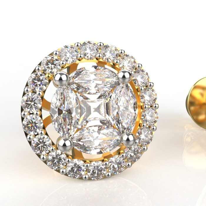 Avarta 18k Gold Marquise Halo Stud Earrings - Image 4