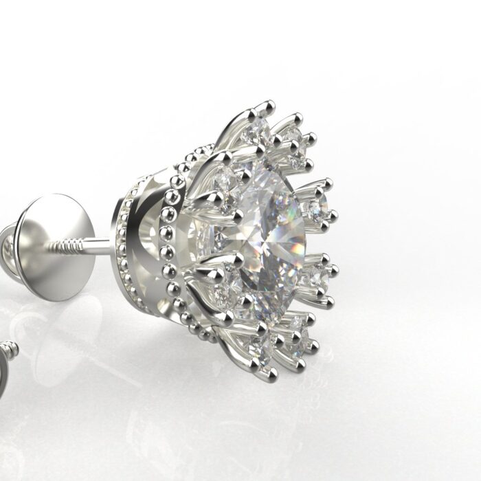 Avarta Sterling Silver 2 Carat Solitaire Sunflower Stud Earring With White Gold Polish For Girls & Women - Image 6