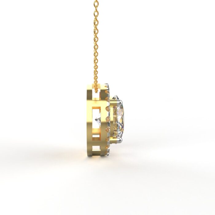 Avarta Jewellery 18k Gold 2 Carat Moissanite Solitaire Halo Pendant - Image 3