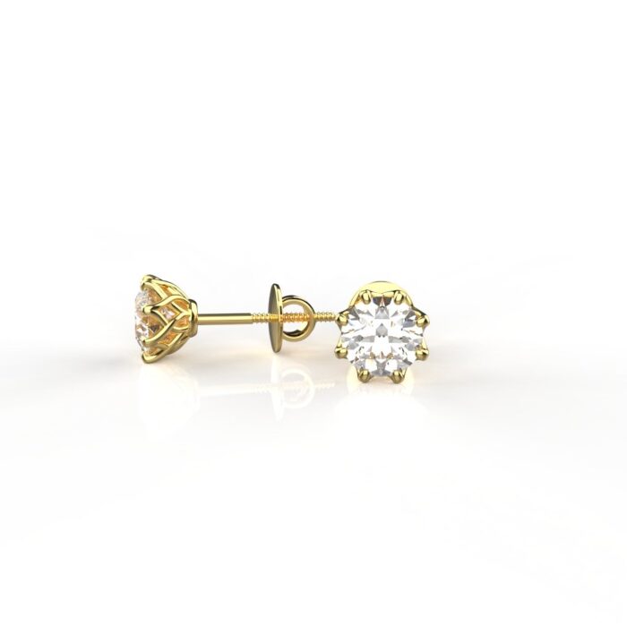 Avarta Jewellery 18k Gold 1 Carat Each Moissanite Solitaire Stud Earrings For Girls & Women - Image 4