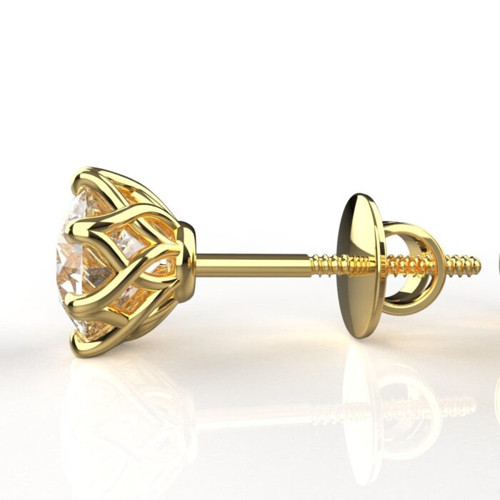 Avarta Jewellery 18k Gold 1 Carat Each Moissanite Solitaire Stud Earrings For Girls & Women - Image 3
