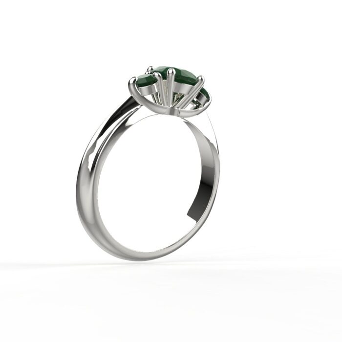 Avarta Jewellery Sterling Silver Ring With Synthetic Emerald Gemstone & American Diamonds For Girls & Wemen - Image 3