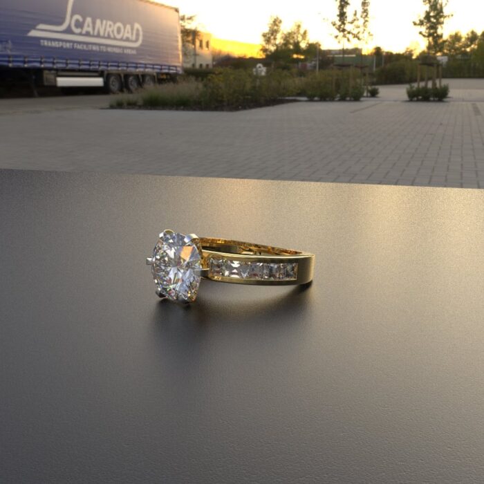 Avarta Jewellery Gold 2 Carat Solitaire and 50 cents Princess Lab Grown Diamond Ring - Image 2