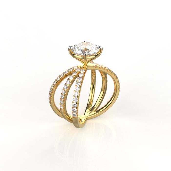 Avarta Jewellery Gold 1.50 Carat Solitaire and 80 cents Round Lab Grown Diamond Ring