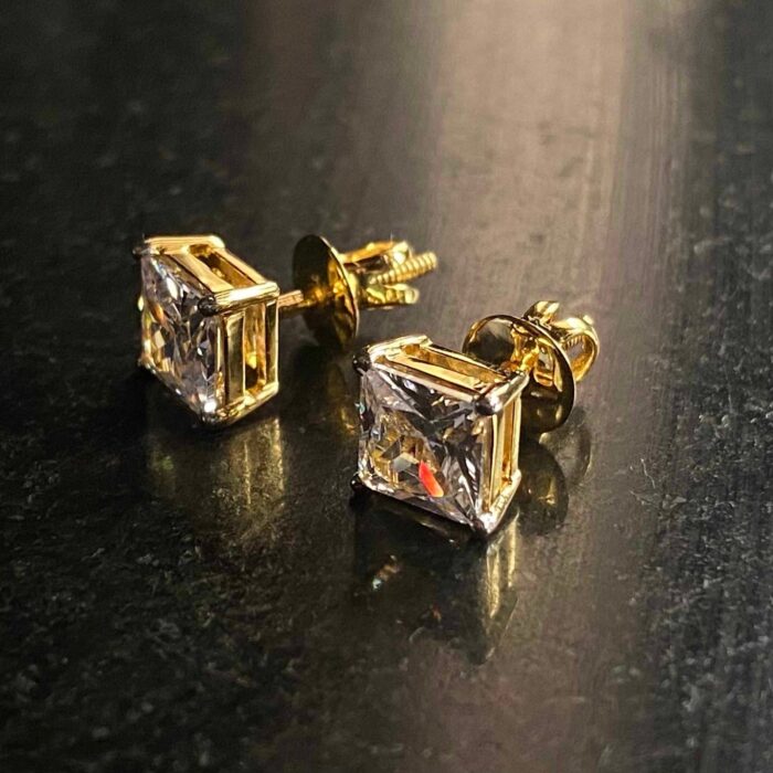 Avarta Jewellery Sterling Silver 2 Carat Each Princess Cut Unisex Solitaire Stud Earrings - Image 5