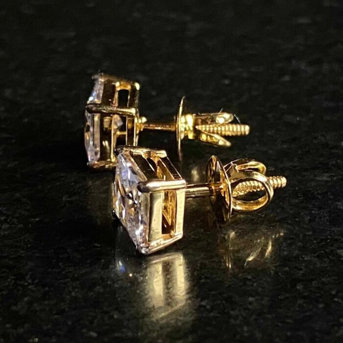 Avarta Jewellery Sterling Silver 2 Carat Each Princess Cut Unisex Solitaire Stud Earrings - Image 4