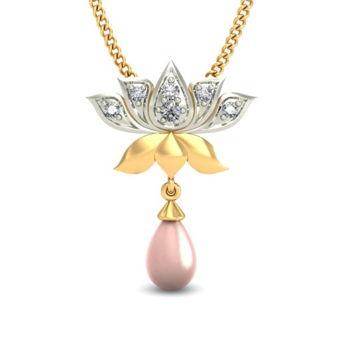 Avarta Jewellery 18k Gold Pearl Diamond Flower Pendant - Image 2