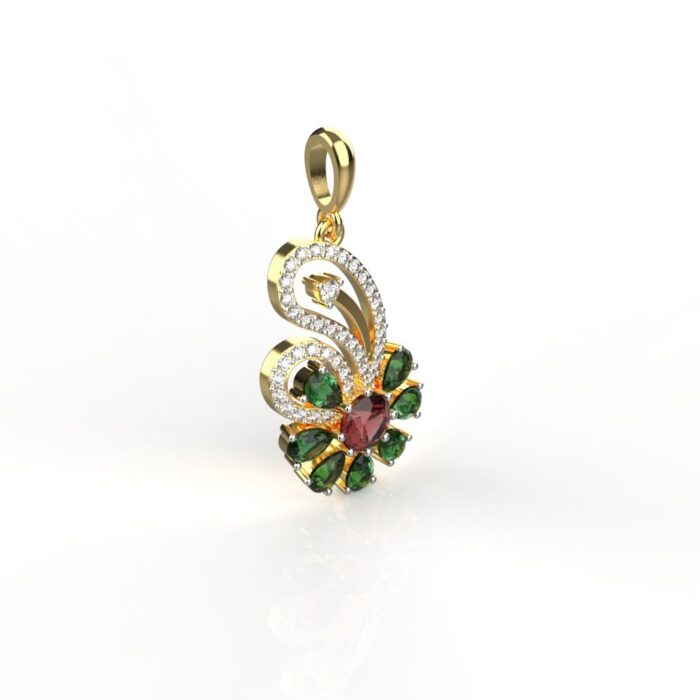 Avarta Jewellery Mystique Flower Pendant With Ruby and Emerald - Image 2