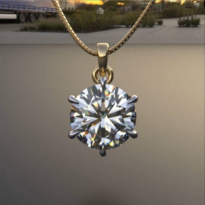 Avarta Jewellery 14k Gold 2 Carat Moissanite Solitaire Pendant For Girls & Women - Image 2