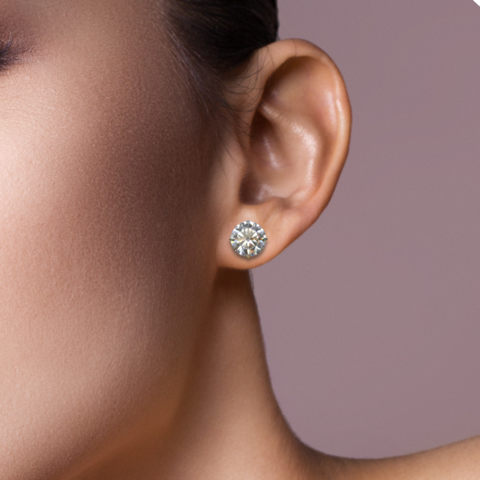 Avarta 18k Gold 3 Carat Each Moissanite Stud Earrings - Image 2