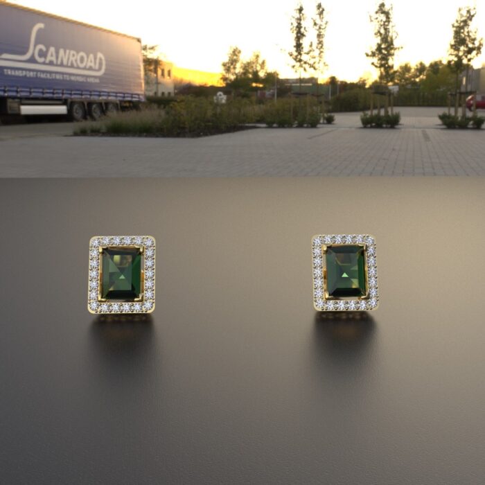 Avarta 18K Gold Certified Diamond Emerald Pendant Set - Image 4