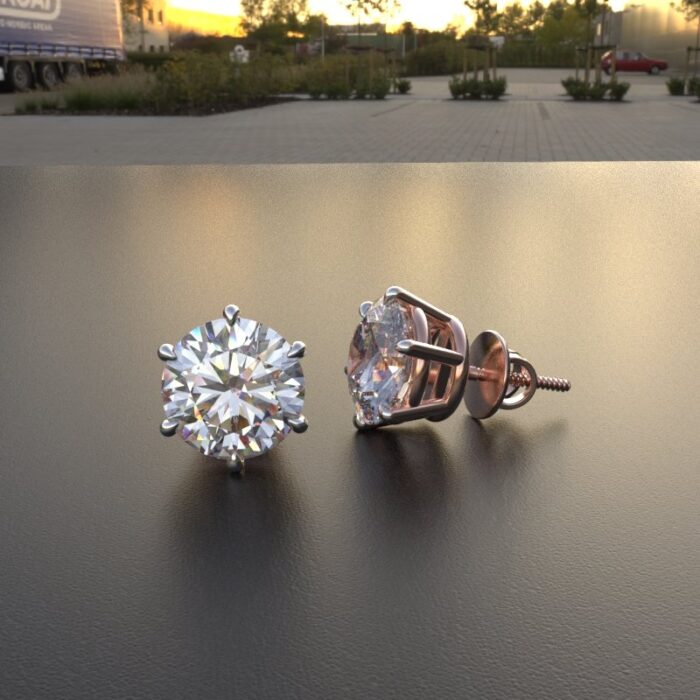 Avarta Jewellery 92.5 Sterling Silver 2 Carat Each Rose Gold Solitaire Earrings - Image 3