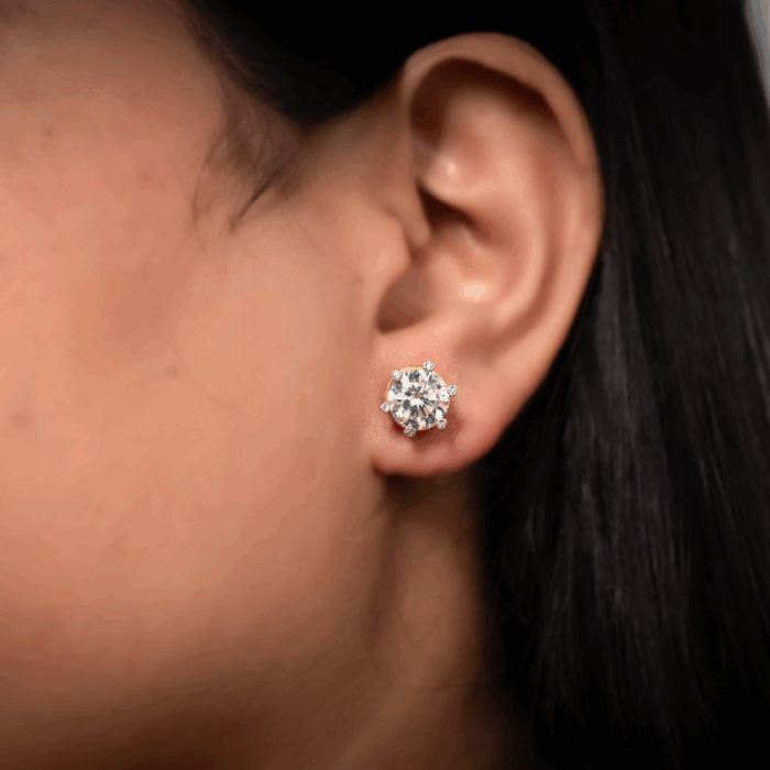 Avarta Gold 2 Carat Each Lab Grown Diamond Solitaire Studs Earrings - Image 5