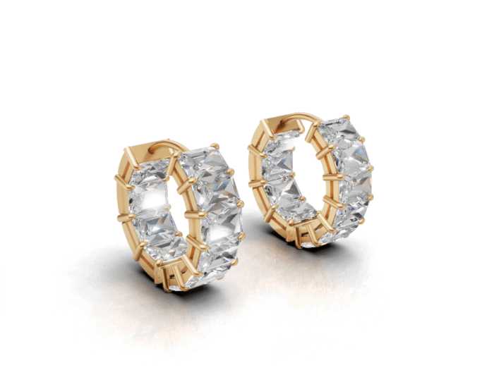 Avarta Gold Emerald cut Lab Grown Diamond Hoop Earrings - Image 2