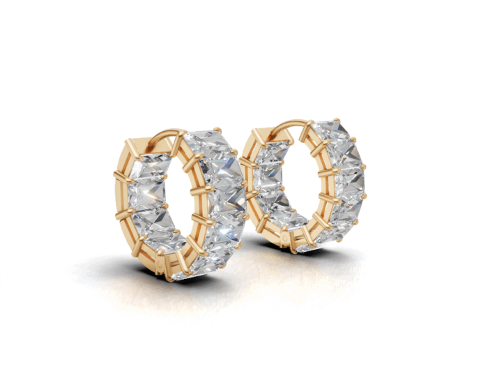 Avarta Gold Emerald cut Lab Grown Diamond Hoop Earrings - Image 3