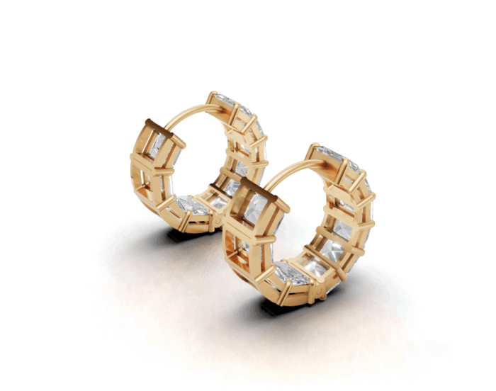 Avarta Gold Emerald cut Lab Grown Diamond Hoop Earrings - Image 4