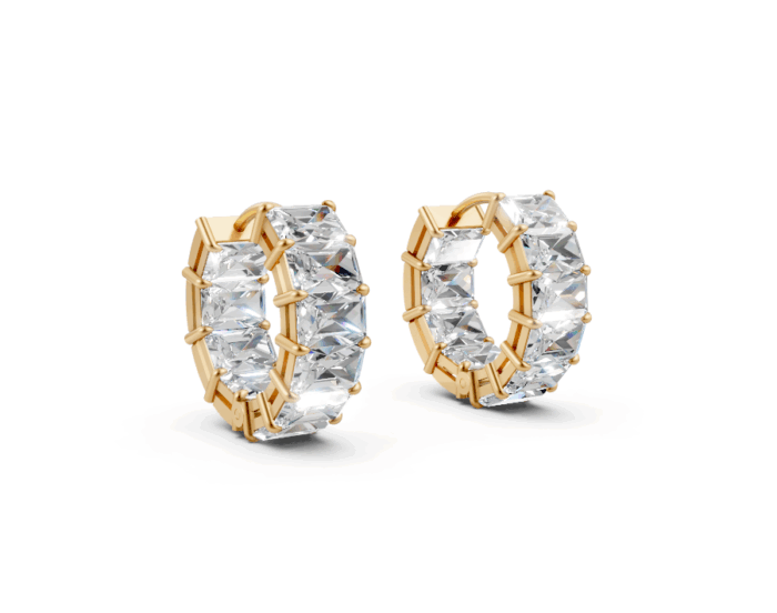 Avarta Gold Emerald cut Lab Grown Diamond Hoop Earrings - Image 5