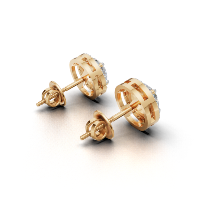 Avarta Gold 80 Cents Each Lab Grown Halo Solitaire Stud Earrings - Image 8