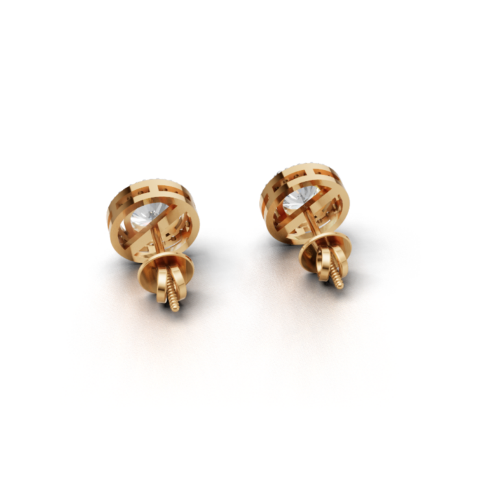 Avarta Gold 80 Cents Each Lab Grown Halo Solitaire Stud Earrings - Image 9