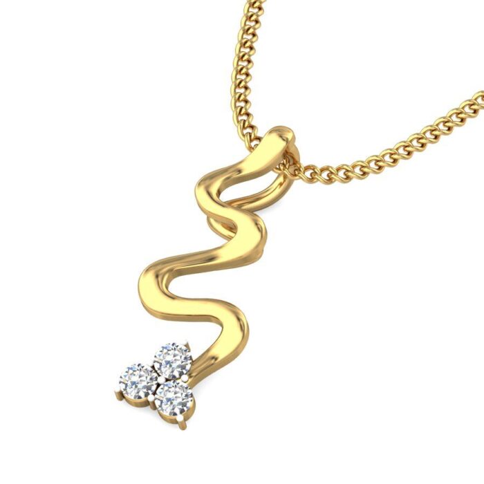 Avarta Jewellery Wavy Pendant With Lab Grown Diamond - Image 2