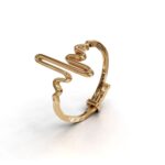 Avarta Sterling Silver Heart Beat Resizable Ring With Gold Polish