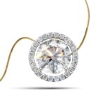 Avarta Jewellery 18k Gold 2 Carat Moissanite Solitaire Halo Pendant
