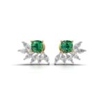 Avarta Gold Luxe Cushion Emerald Lab Diamond Earrings