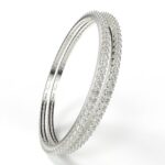 Avarta Jewellery 92.5 Sterling Silver Line Diamond Bangle Pair For Girls & Women