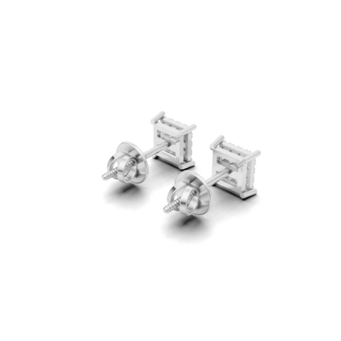 White Gold Unisex Stud Earrings with Lab-Grown Diamonds - Image 5